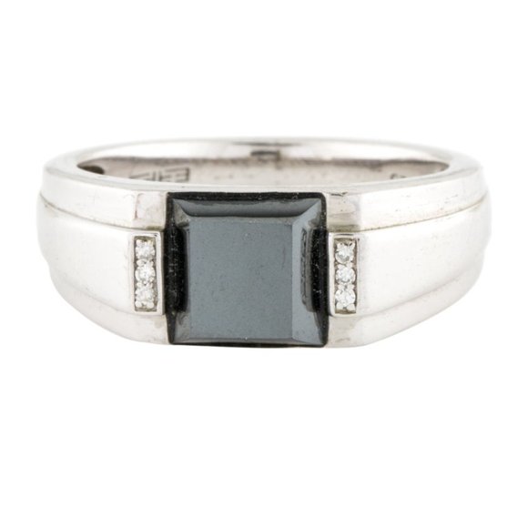 Effy Other - EFFY JEWELERY STERLING SILVER 925 HEMATINE & DIAMOND SIGNET RING